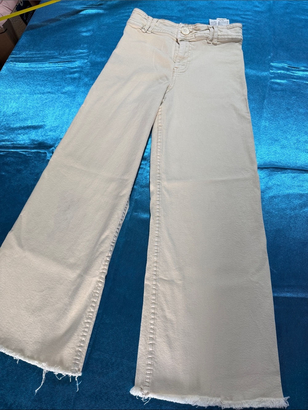 Zara Kids Cream Wide-Leg Flare Jeans